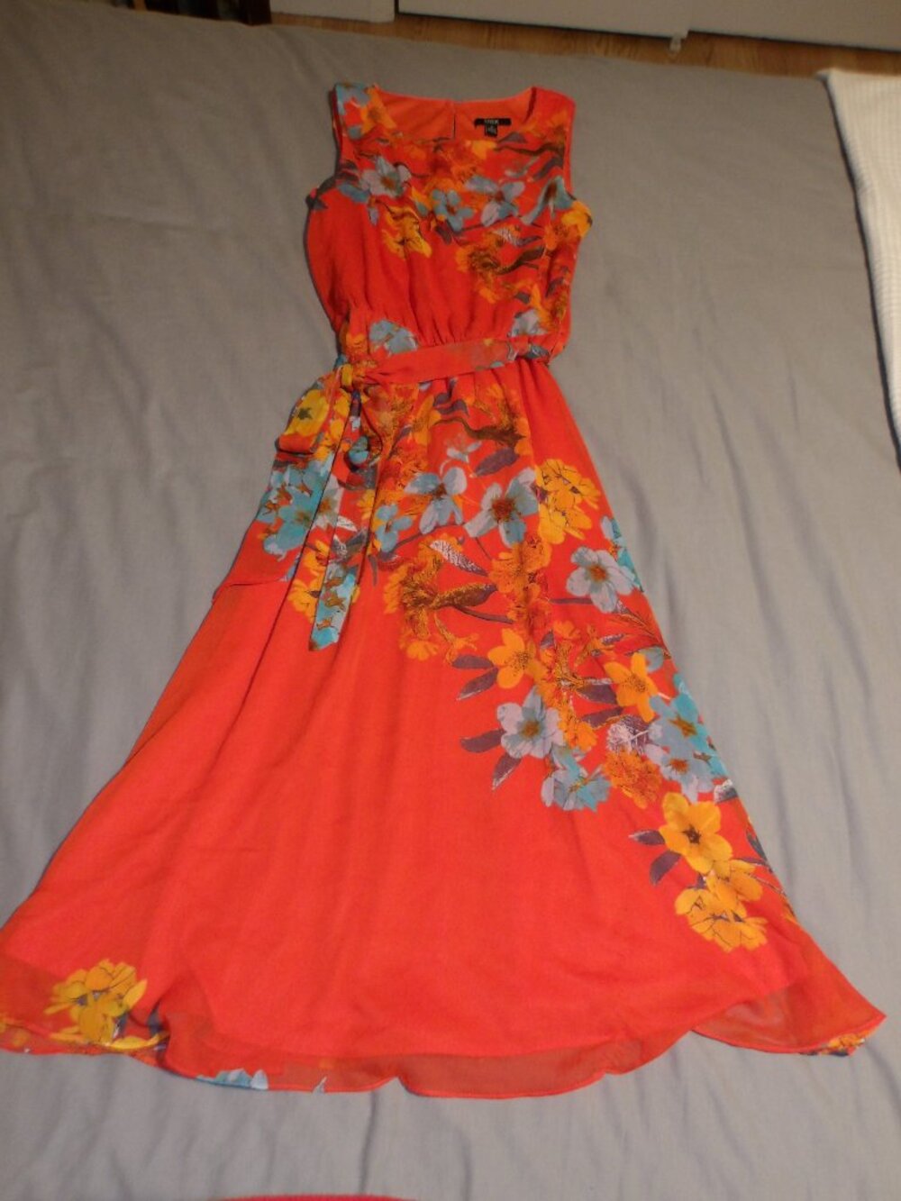 MSK Orange Floral Belted Maxi Dress (4)